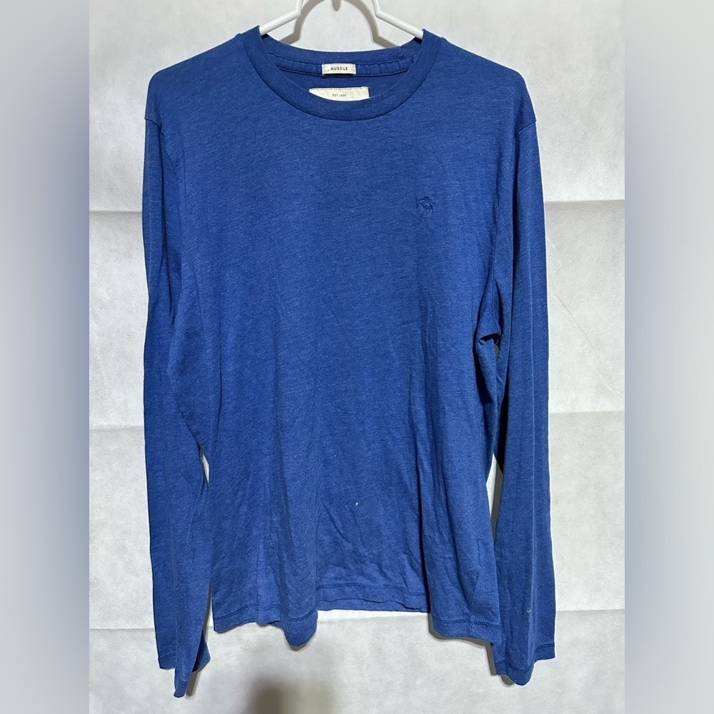 Vintage ABERCROMBIE & FITCH Y2K Long Sleeve CREW MUSCLE T Shirt Tee Men’s L Blue
